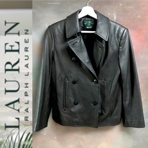 LAUREN Ralph Lauren Petite Leather Jacket Double